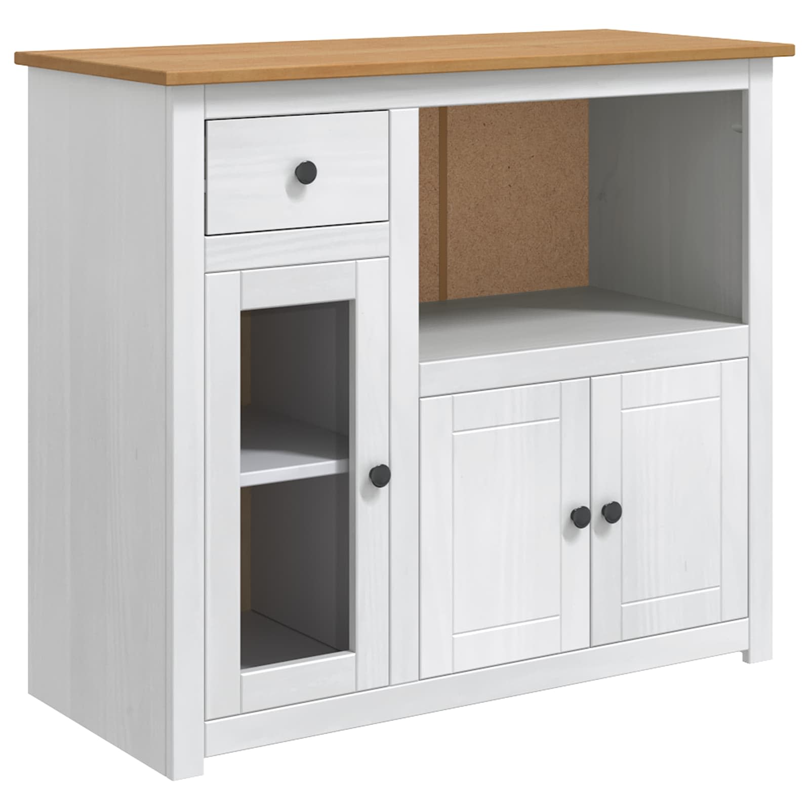 Mikrowellen-sideboard Panama Weiß Und Honigwachs Massiv-kiefer Vidaxl