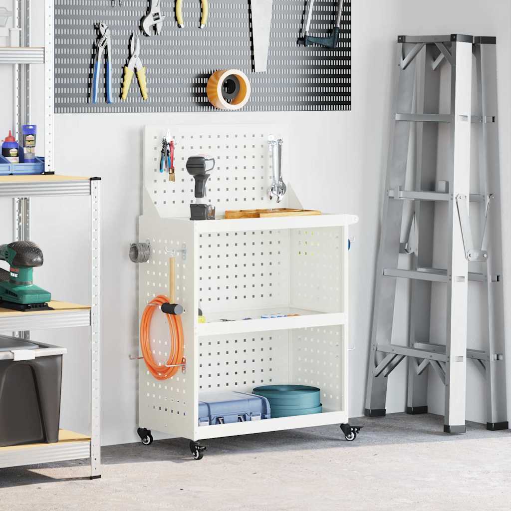 Vidaxl Tool Trolley White 65 X 35 X 111 Cm Cold-rolled Steel
