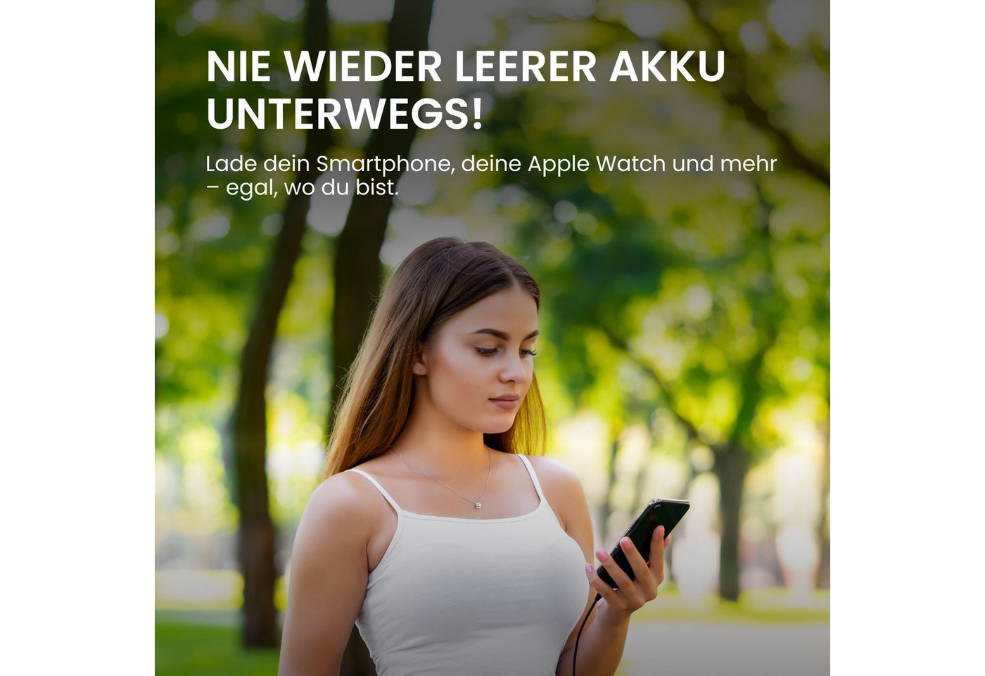 Viesta® All-in-one Powerbank 10.000 Mah Schwarz – 22,5w Schnellladen, Pd20w, 15w Wireless Charging, Apple Watch Charger, Integrierte Kabel (usb-c & Lightning), Led-display, Aluminium-standfuß Bild 5