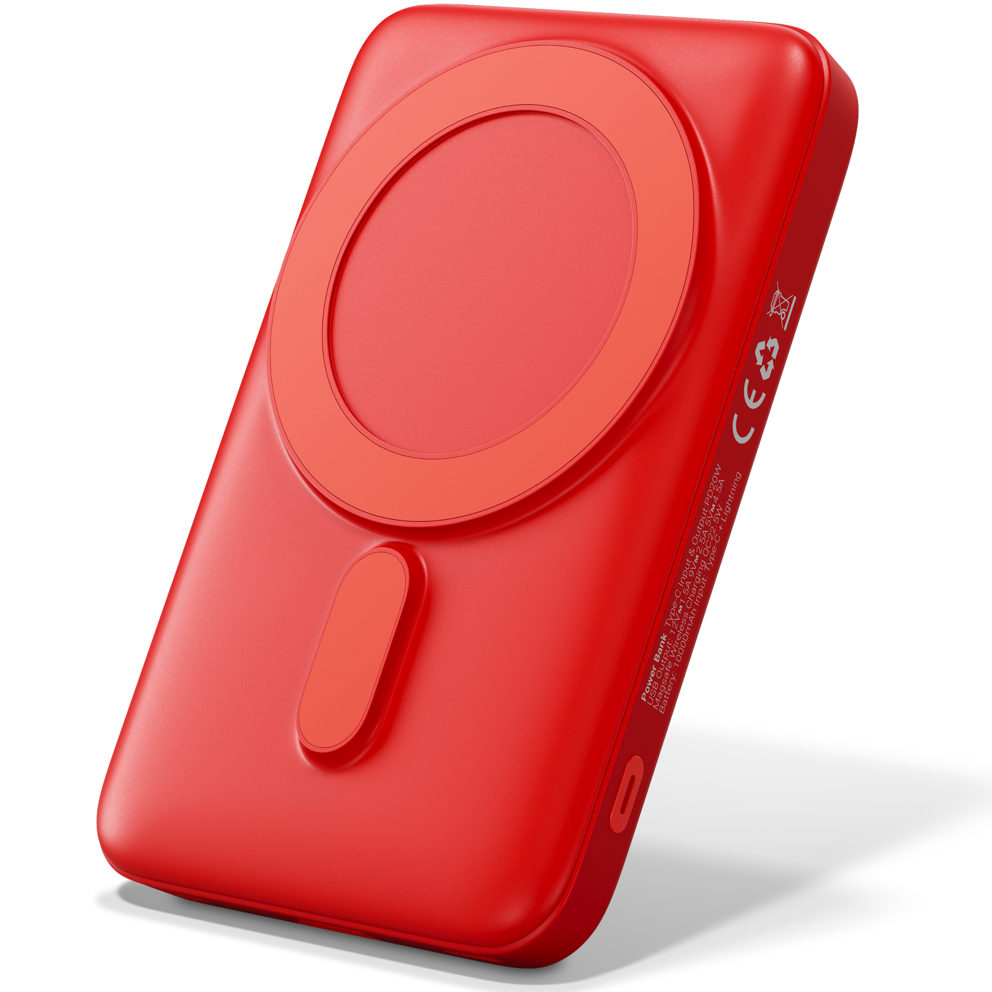 Viesta® Classic Powerbank 10.000 Mah Rot – 22,5 W Schnelllade-powerbank Mit Pd 20w, 15w Wireless Charging, Usb-c In/out, Usb-a, Lightning-eingang Und Magnetfunktion Für Alltag & Reisen