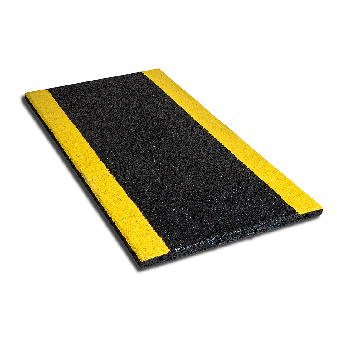 Gummifliese – Wegplatte Für Flachdächer – 50x100 Cm – 30 Mm Dick – Schwarz/gelb