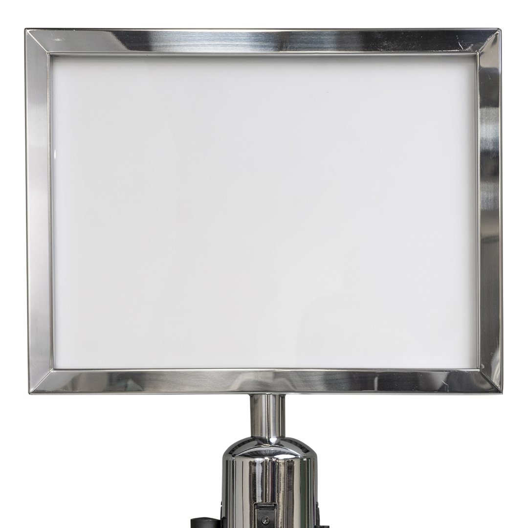 Plakatrahmen Waagerecht – Silber Edelstahl – Für Absperrpfosten Mit Kordel