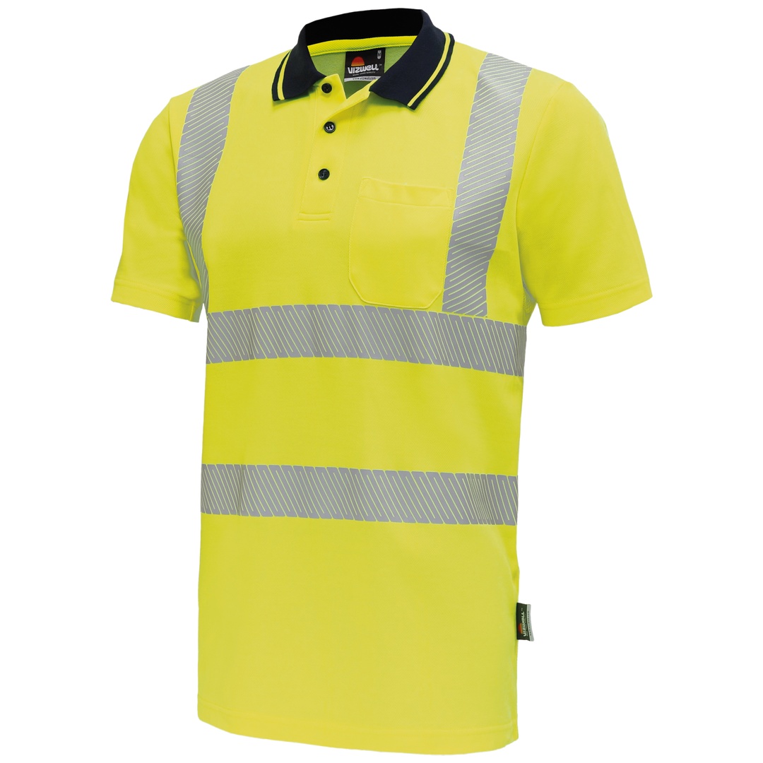 Vizwell Warnschutz Polo-shirt Vwp Gr. S Leuchtgelb/marine