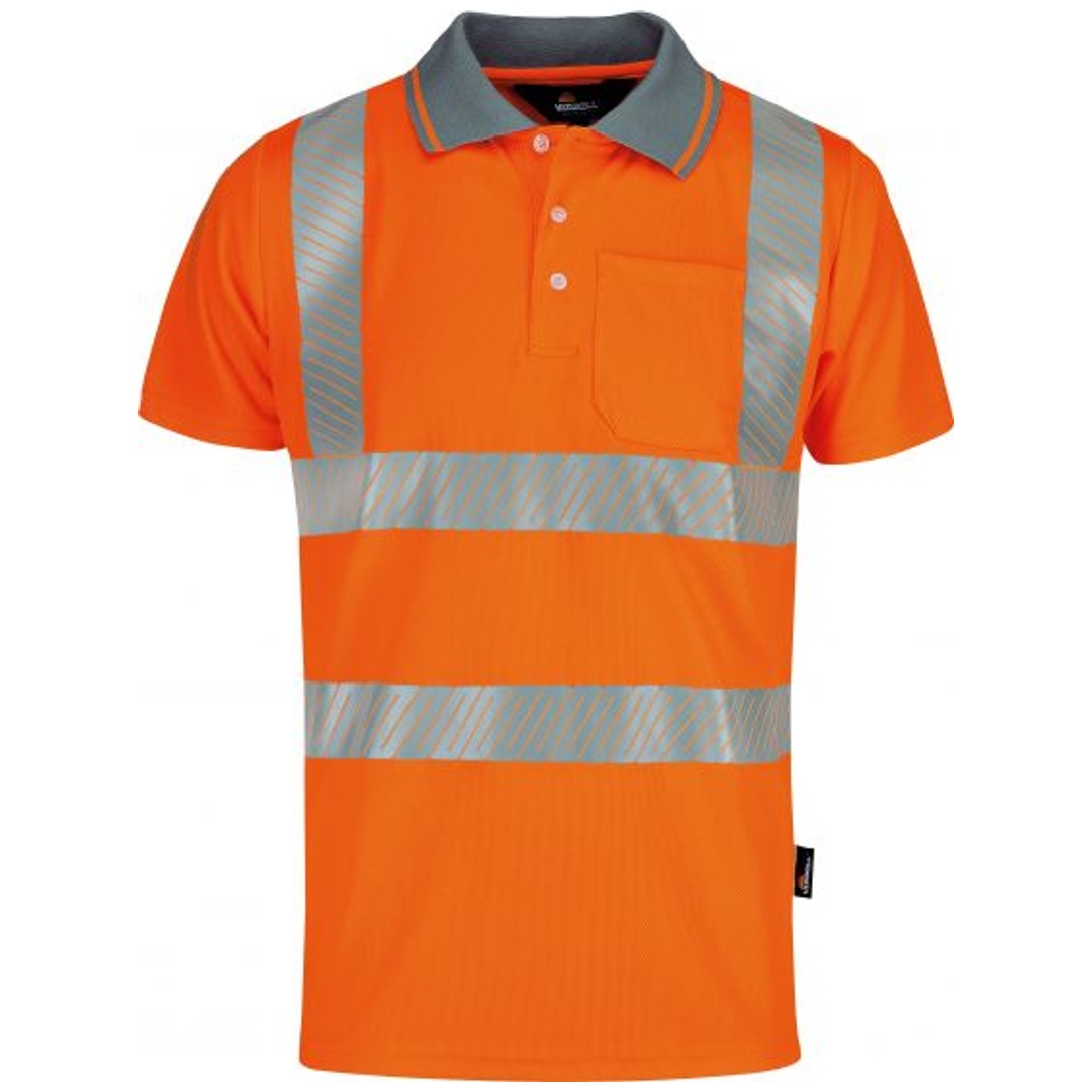Vizwell Herren Warnschutz Poloshirt Vwps3n Coolpass Gr. Xs Orange