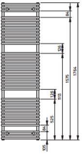 Vn-dion Badheizk. Gebogen H 1800 Bl 400 Bh 1764x103x400mm Weiß