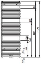 Vono-dion-m Badhk. Gebogen H 1500 Bl 600 Bh 1470x120x600mm Weiß Mittenanschluss