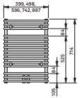 Vono-dion-m Badhk. Gebogen H 700 Bl 500 Bh 714x111x500mm Weiß Mittenanschluss
