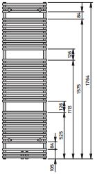 Vono-dion-m Badhk. Gebogen H 1800 Bl 400 Bh 1764x103x400mm Weiß Mittenanschluss