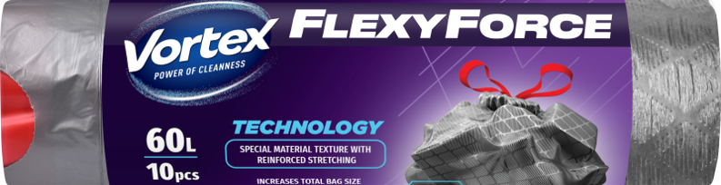 Vortex Flexy Steel Müllbeutel Mit Zugband Ldpe Grafit 60l/10stk Müllbeutel