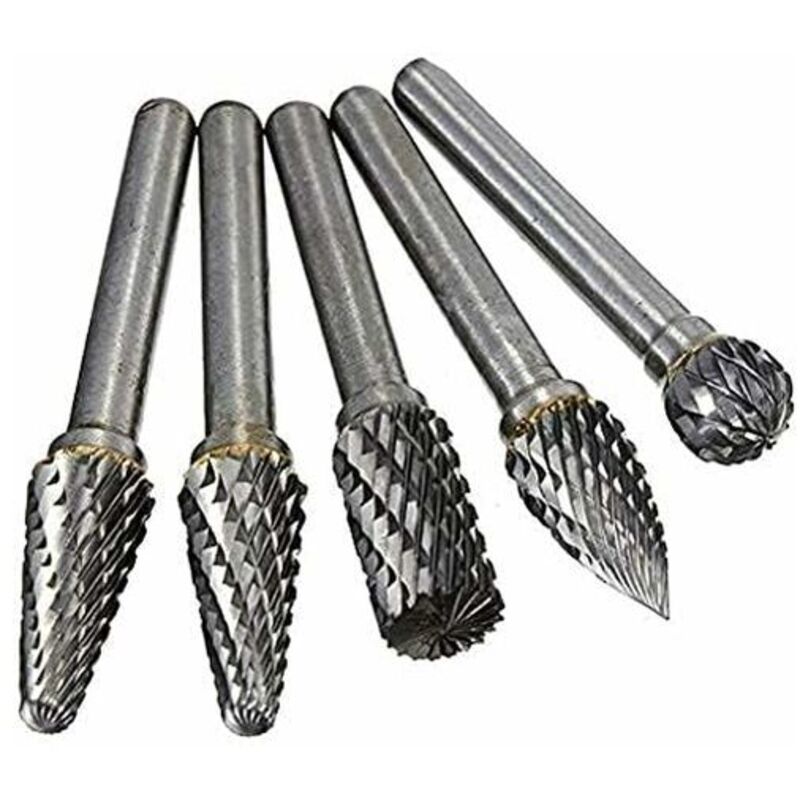 Diamantfräser, 5-teiliges Set Doppelseitiger Wolframkarbid-rotationsfräser Mit 6-mm-schaft Für Holzbearbeitung, Gravieren, Schleifen Und Schnitzen.