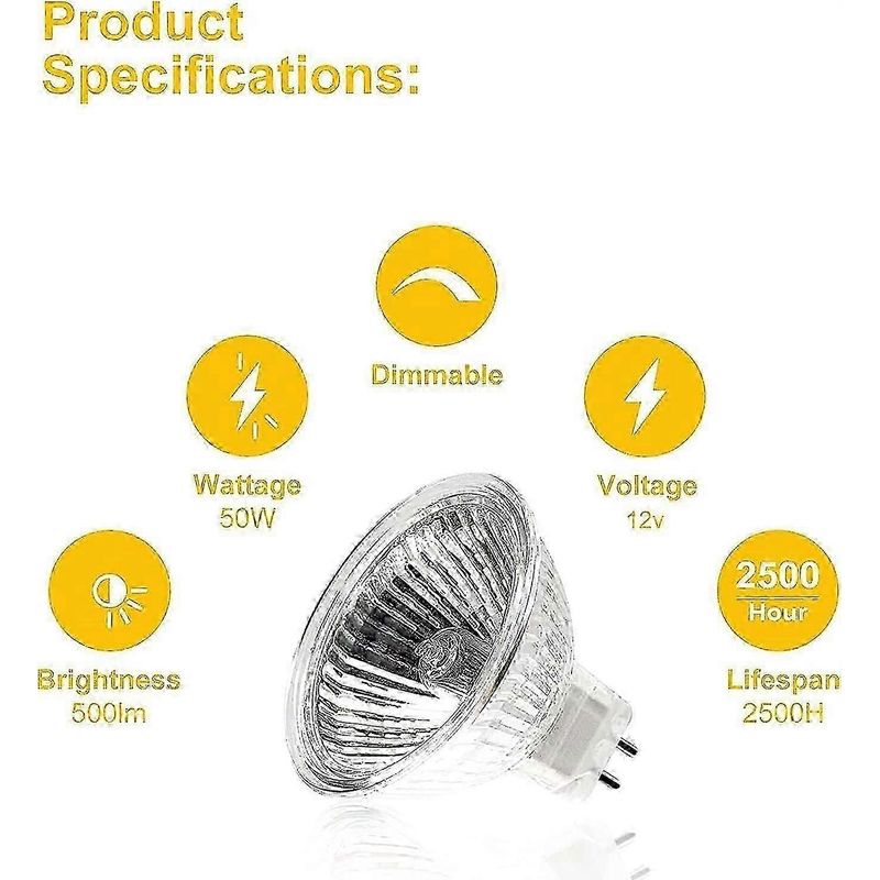 Halogenlampe, Mr16-scheinwerferlampe, 12v 50w Lampe, Gu5.3 Lampe, Dimmbare Mr16 Lampe, Warmweiße 2700k Halogenlampe, Packung