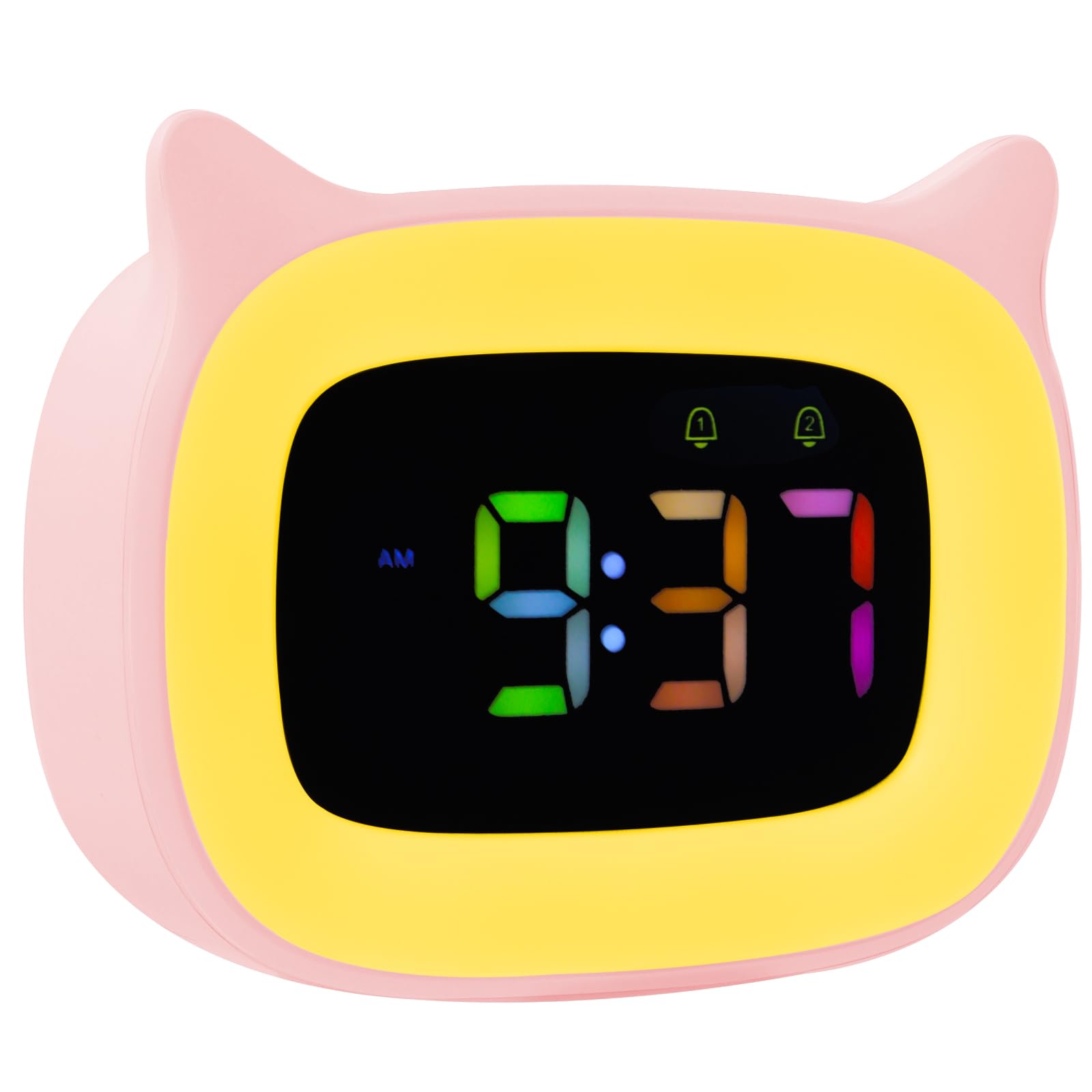 Beleuchteter Kinderwecker (für Teenager, Mädchen Und Jungen) – Nachtlichtwecker Mit 8-farbiger Rgb-beleuchtung, 18 Klingeltönen Und 2 Alarmen – 12/24-stunden-lernwecker Mit Schlummerfunktion (pink)