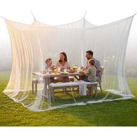 Großes Moskitonetz Für Den Außenbereich, Insektenschutzgitter Mit Ultrafeinem Netzgewebe Für Terrasse, Camping Und Garten — Tragbares Moskitonetz Mit Seil (a, Einzeln: 300 × 300 × 250 Cm (16 M))