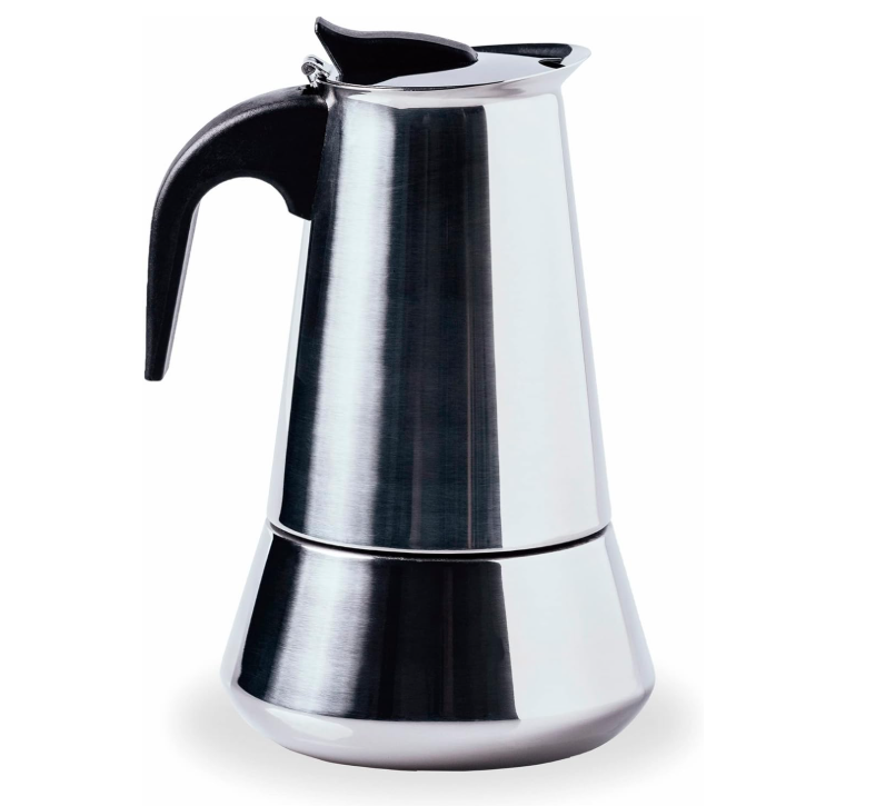 Kaffeemaschine, Espressomaschine, Edelstahl, Geeignet Für Alle Herdarten Inklusive Induktion, Spülmaschinenfest, 9 Tassen Fassungsvermögen, Glänzende Oberfläche