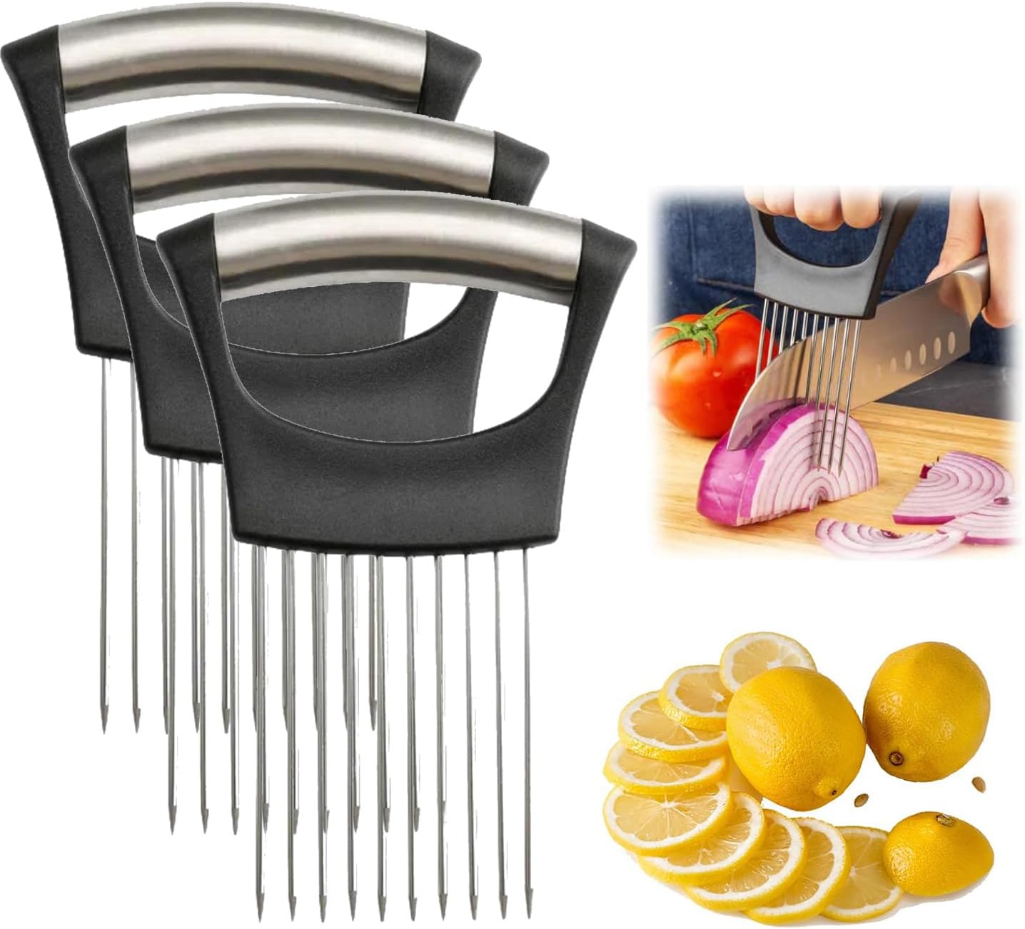 Zwiebelhalter Aus Edelstahl, Neuer Zwiebelschneider, Zitronenschneider, Gemüseschneider, Kartoffelschneider, Tomatenschneider, Fleischschneider, Zwiebelschneider - Küchenutensilien (3)