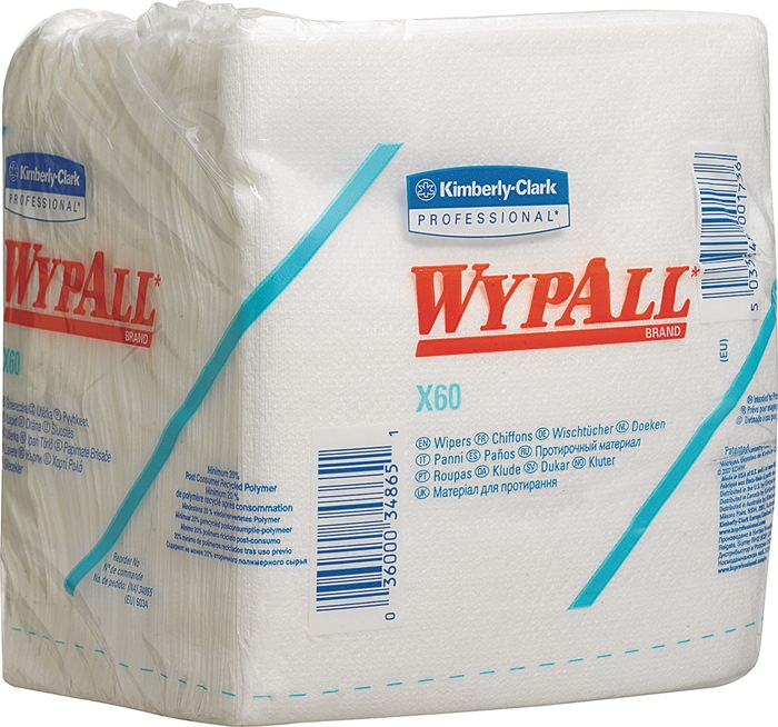 Wypall Wischtuch Wypall X60 6034 L.ca.310 Mmxb.ca.320 Mmweiß 1-lagig 12 Beutel À 76 Tücher