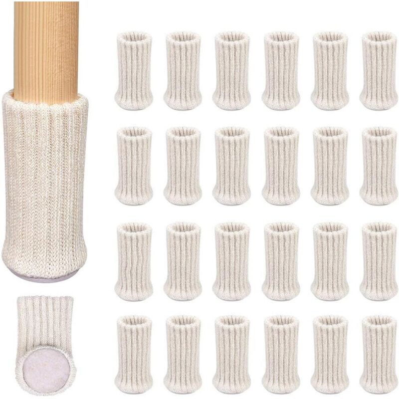 24 Gestrickte Anti-rutsch-socken Für Stuhl- Und Möbelbeine – Bodenschutz, Geräuschdämpfung Und Kratzschutz – Beige