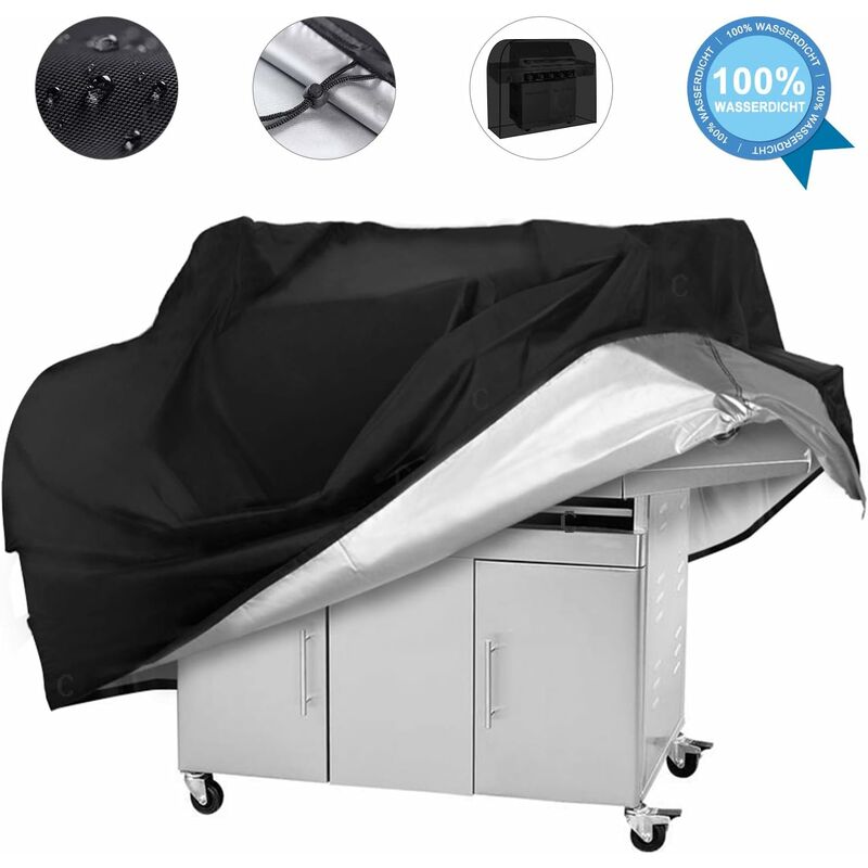 Wasserdichte Schutzhülle Für Grill – Abmessungen 145 X 61 X 117 Cm – Schwarz – Wetter- Und Uv-beständig