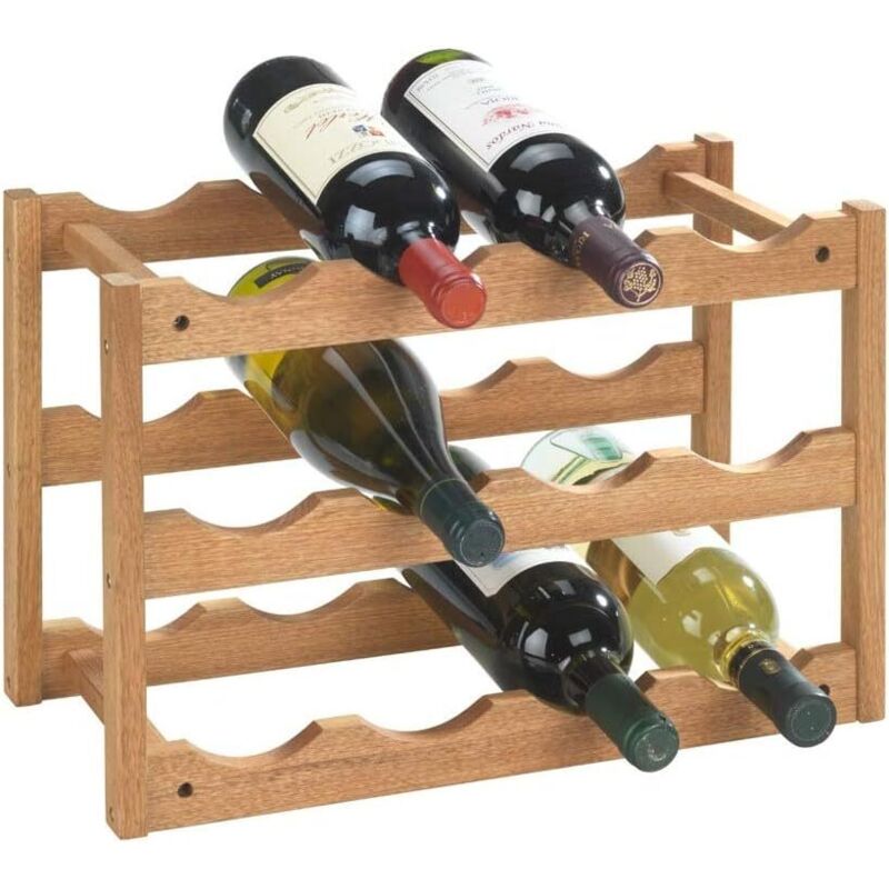 Skandinavisches Weinregal Aus Holz – Weinregal Für 12 Flaschen – Modernes Weinregal Für Küche Oder Wohnzimmer