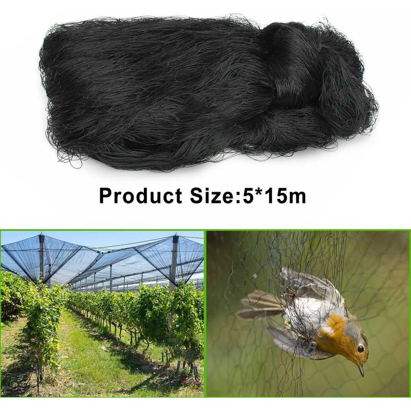 15 X 15 M Vogelschutznetz, Wiederverwendbares Taubenschutznetz, Netz Für Hühnerstall, Voliere, Gemüsegarten Und Obstbaumschutz