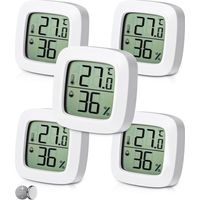 Lauwexe – 5-teiliges Digitales Thermometer-hygrometer – Messbereich -20 °c Bis 60 °c – Genauigkeit ±1 °c – Großes Lcd-display Für Den Innenbereich