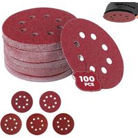 Rnemitery – Packung Mit 100 Schleifscheiben Ø 125 Mm – Verschiedene Körnungen P60/p80/p100/p120/p240 – Für Exzenterschleifer – Aluminiumoxid
