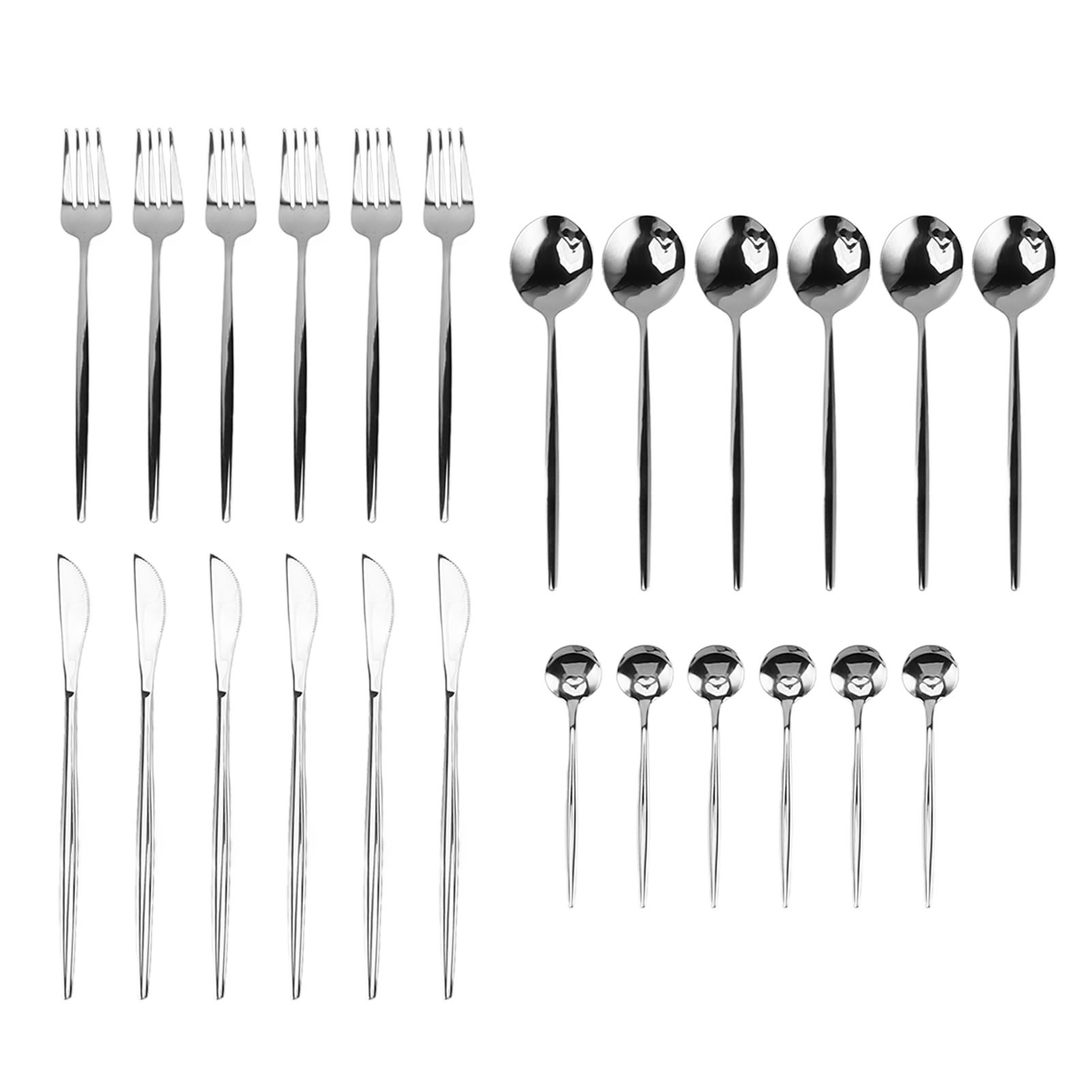 Küchenbesteck-set Aus Edelstahl – Messer, Gabeln, Löffel – Spülmaschinenfest – Silber