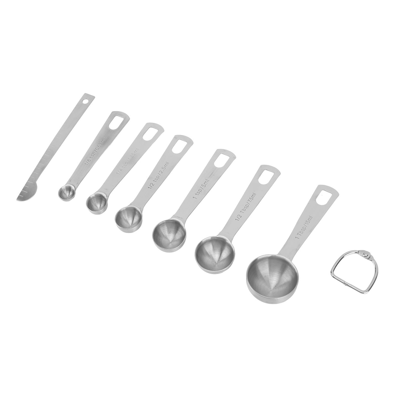 7-teiliges Messlöffel-set Aus Edelstahl Mit Aufbewahrungsring Für Küche Und Backen