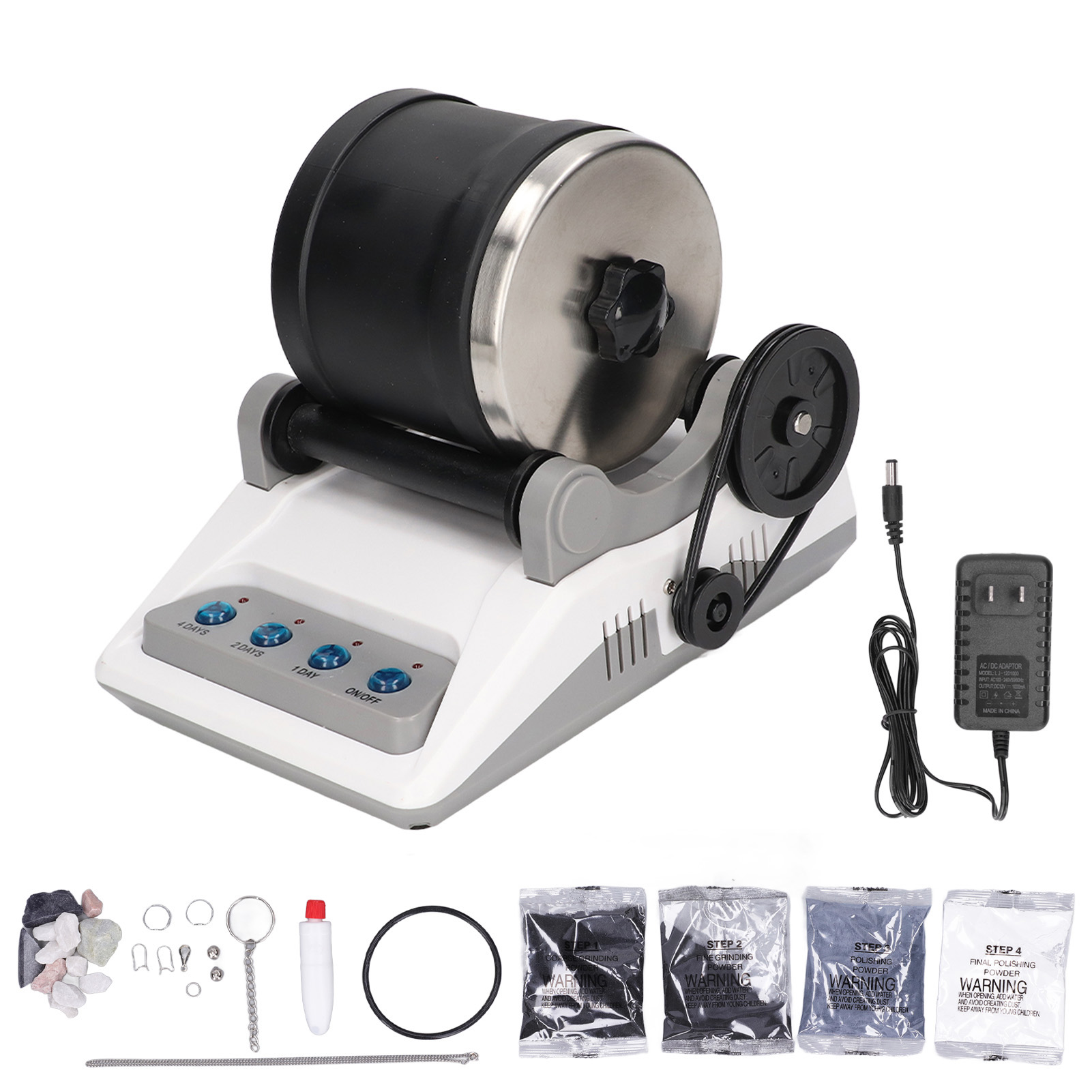 Elektrisches Edelsteinpolierset Für Erwachsene Und Kinder, Mit Rohsteinen Und Schleifmitteln – 100–240 V, Us-stecker