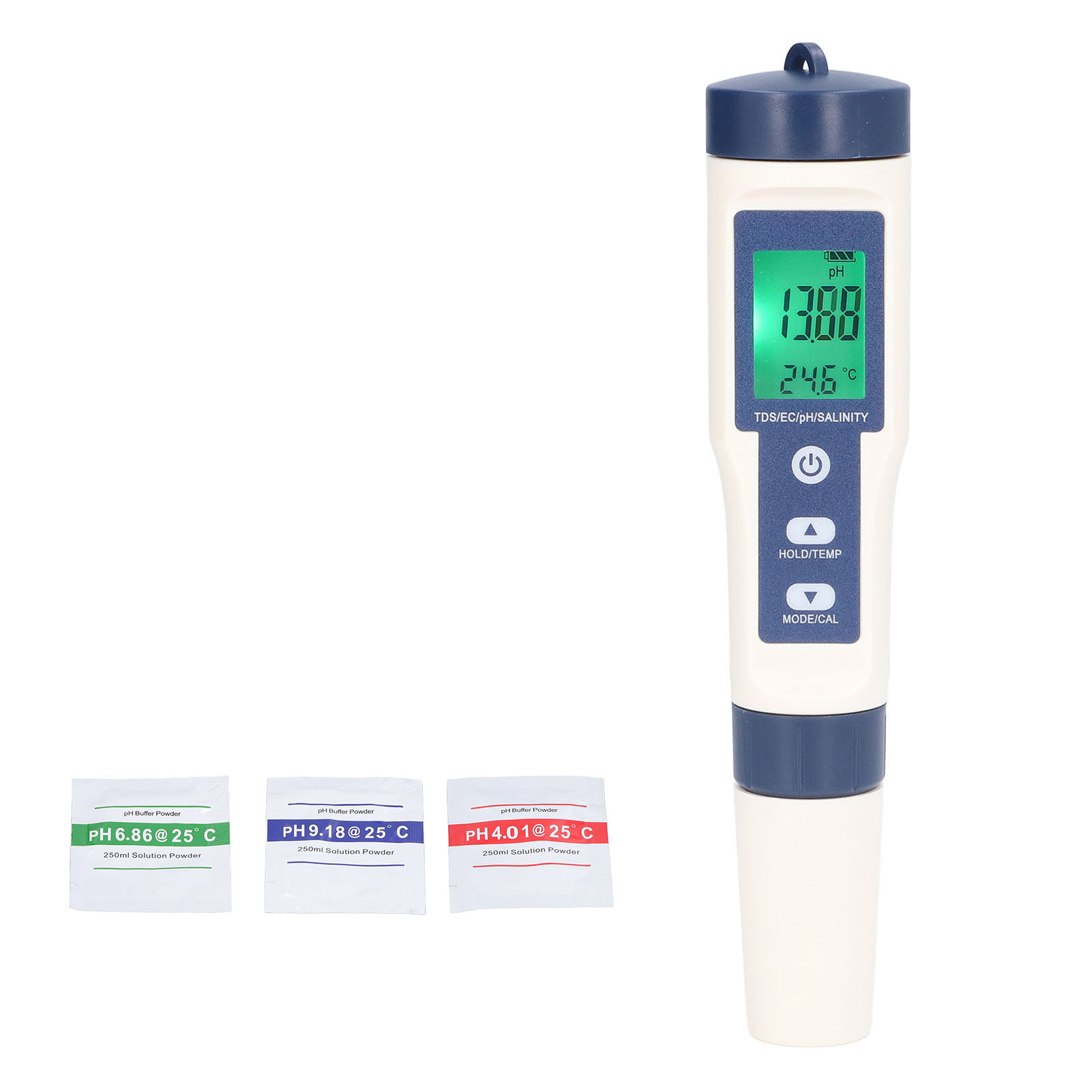 5-parameter-wassertester: Ph-wert, Salzgehalt, Temperatur, Tds, Ec Mit Wasserdichtem Lcd-bildschirm