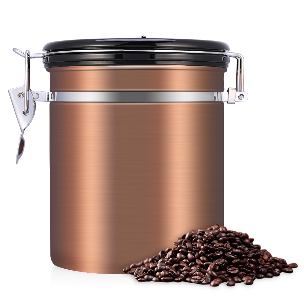 1,5-liter-kaffeebehälter Aus Edelstahl, Goldfarben, Auslaufsicher