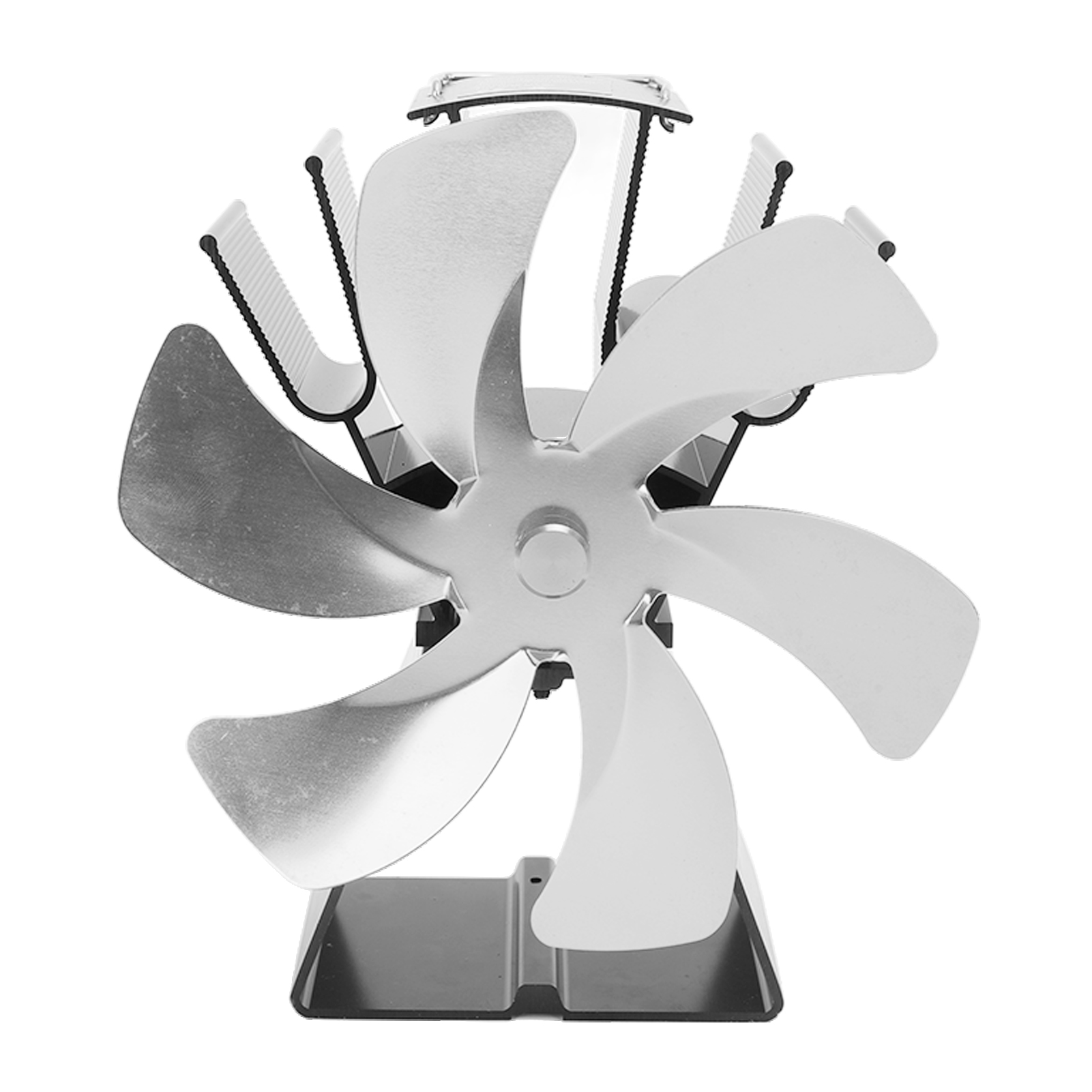 6-blatt-lüfter Für Holzöfen, Aluminium, Manuelle Steuerung Für Kamine, Pelletöfen, Silber