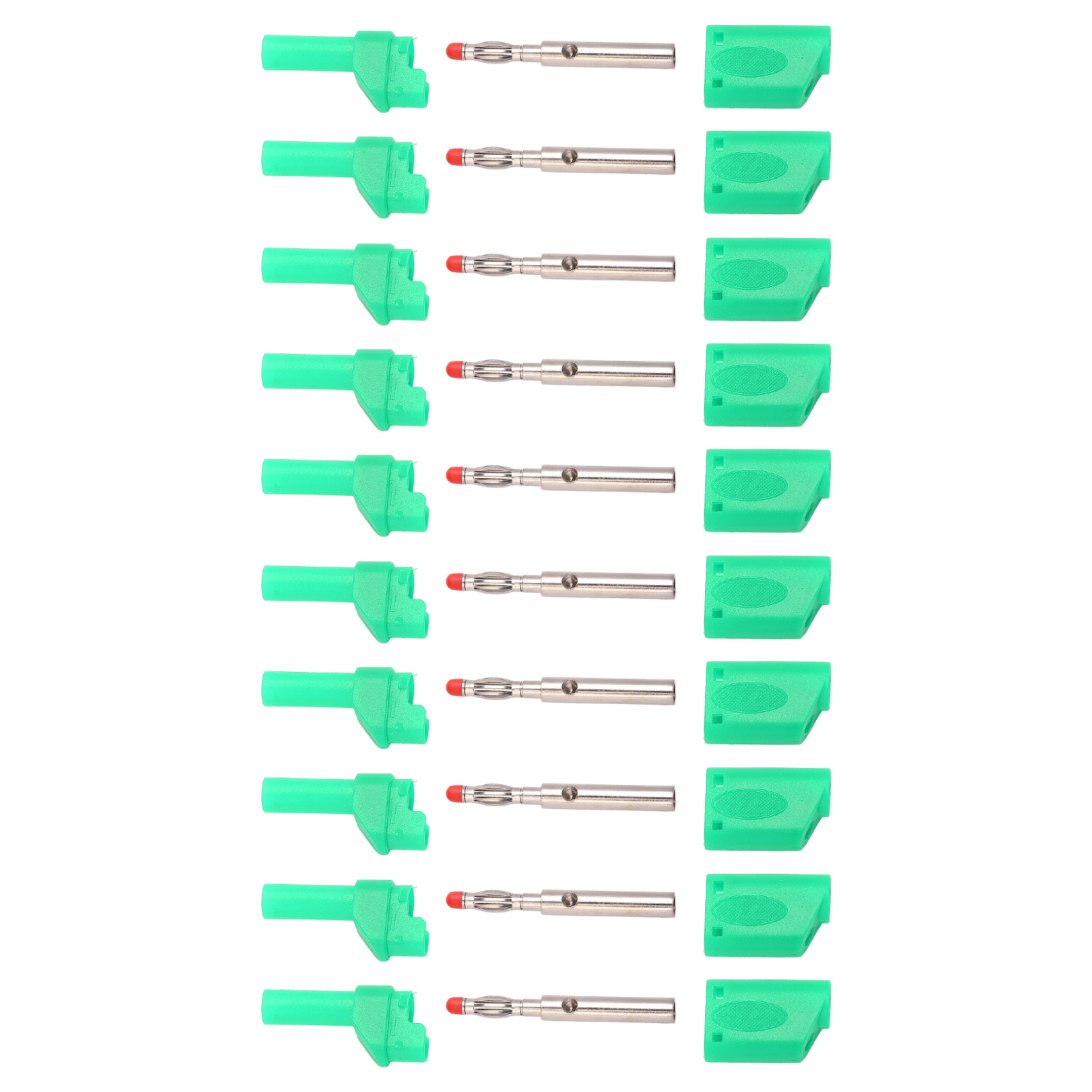 10 Stück 4 Mm Isolierte, Sichere Bananenstecker Mit Schutzkappe Für Elektronische Prüfungen, Grün