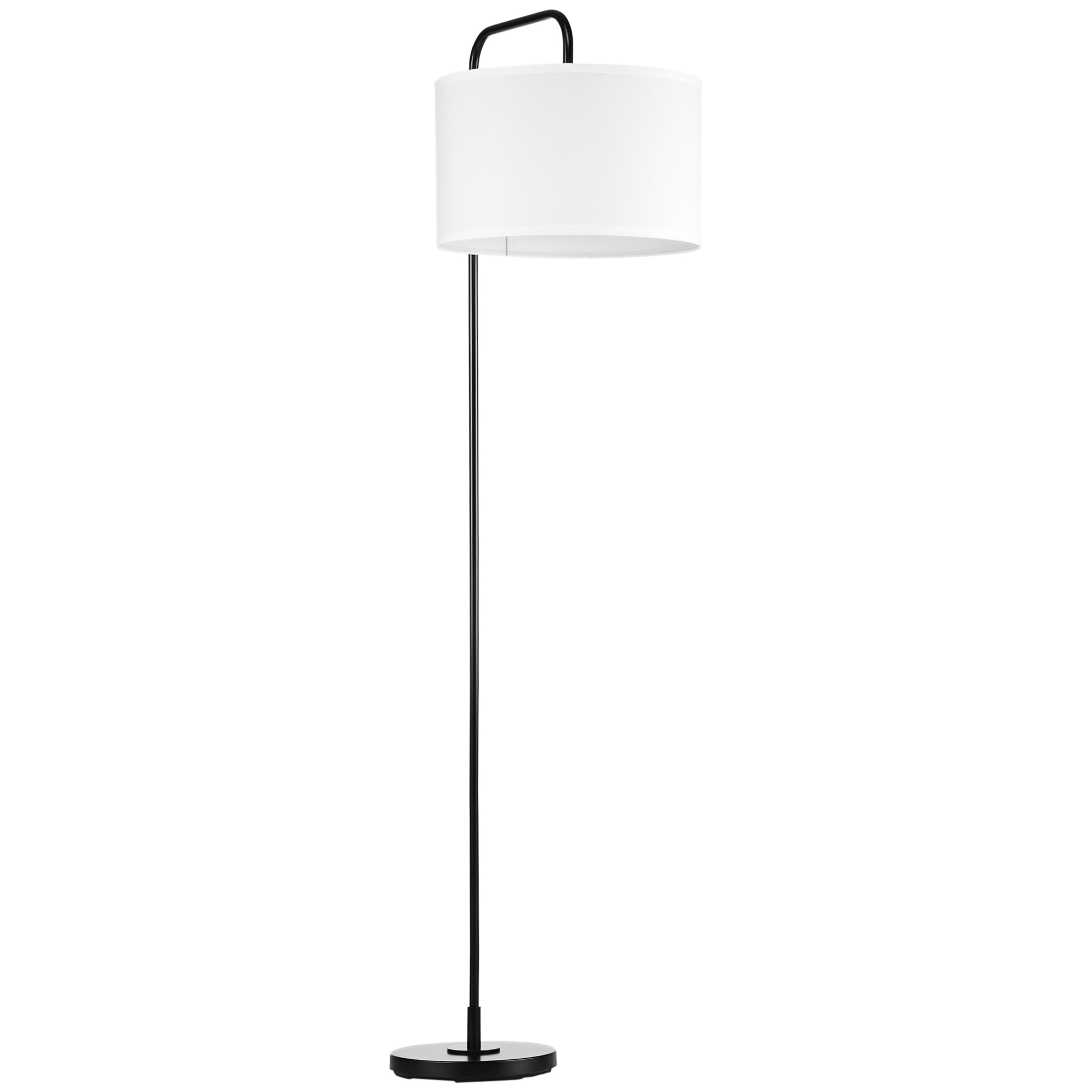 Homcom Stehlampe Mit Fußschalter, Bodenlampe Mit Stoffschirm, Stahl, Weiß
