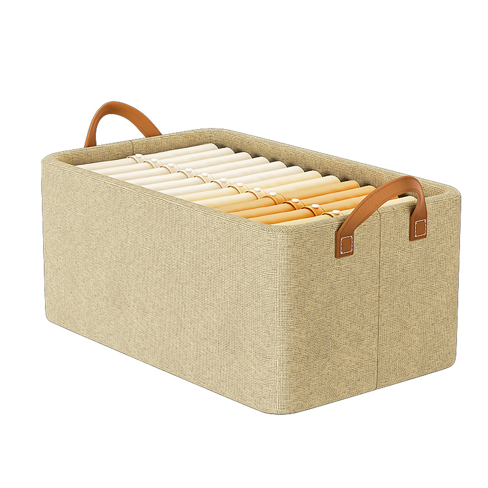 Faltbarer Kleiderorganizer Mit Stahlrahmen, Tragbarem Design Und Dickem Stoff Zur Aufbewahrung Im Regal, Kleiderschrank Oder Waschraum, Farbe Khaki.