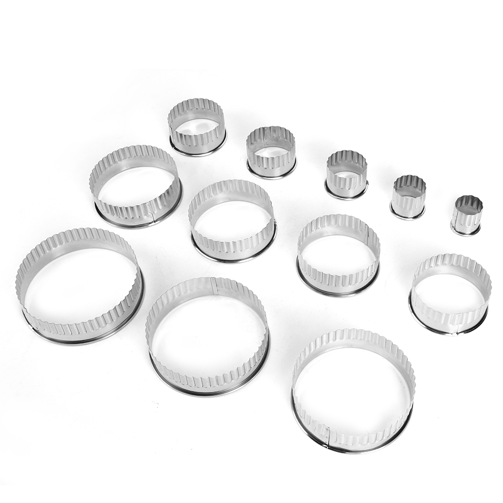 12 Runde, Geriffelte Ausstechformen Aus Edelstahl Für Gebäck Und Kekse, Diy-küchenaccessoire
