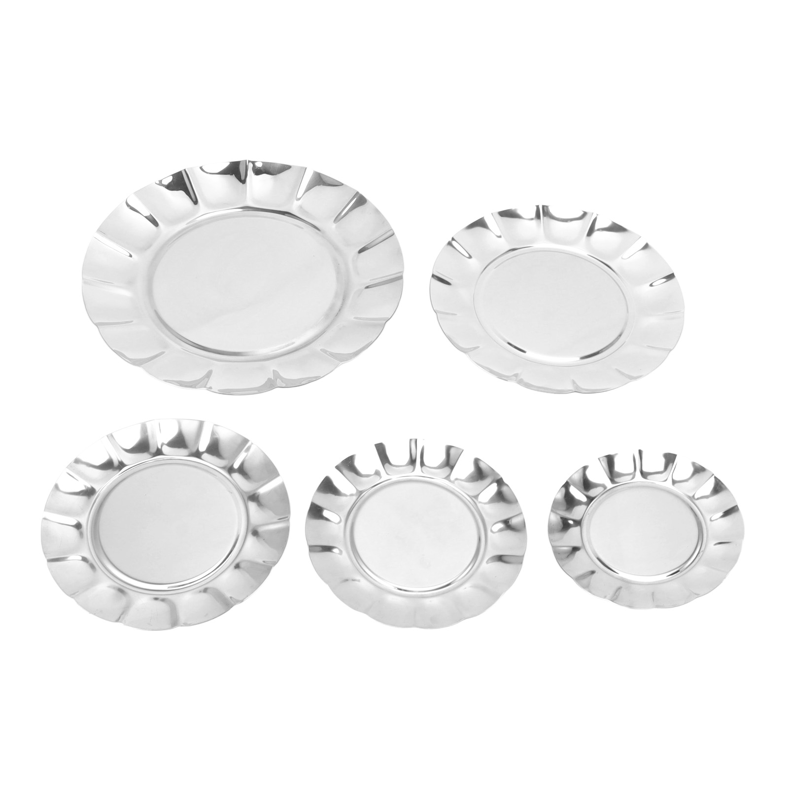 Set Mit 5 Edelstahlplatten (13 Cm, 15 Cm, 16,5 Cm, 20 Cm, 25 Cm) Für Knochen Und Abfall
