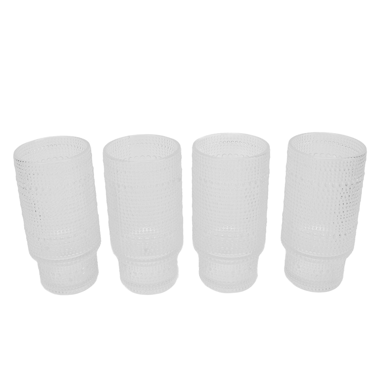 Set Aus 4 Großen, Stapelbaren Vintage-gläsern Mit Polka-dots Für Eiskaffee, Saft Oder Bier, 325 Ml, Elegantes Retro-design