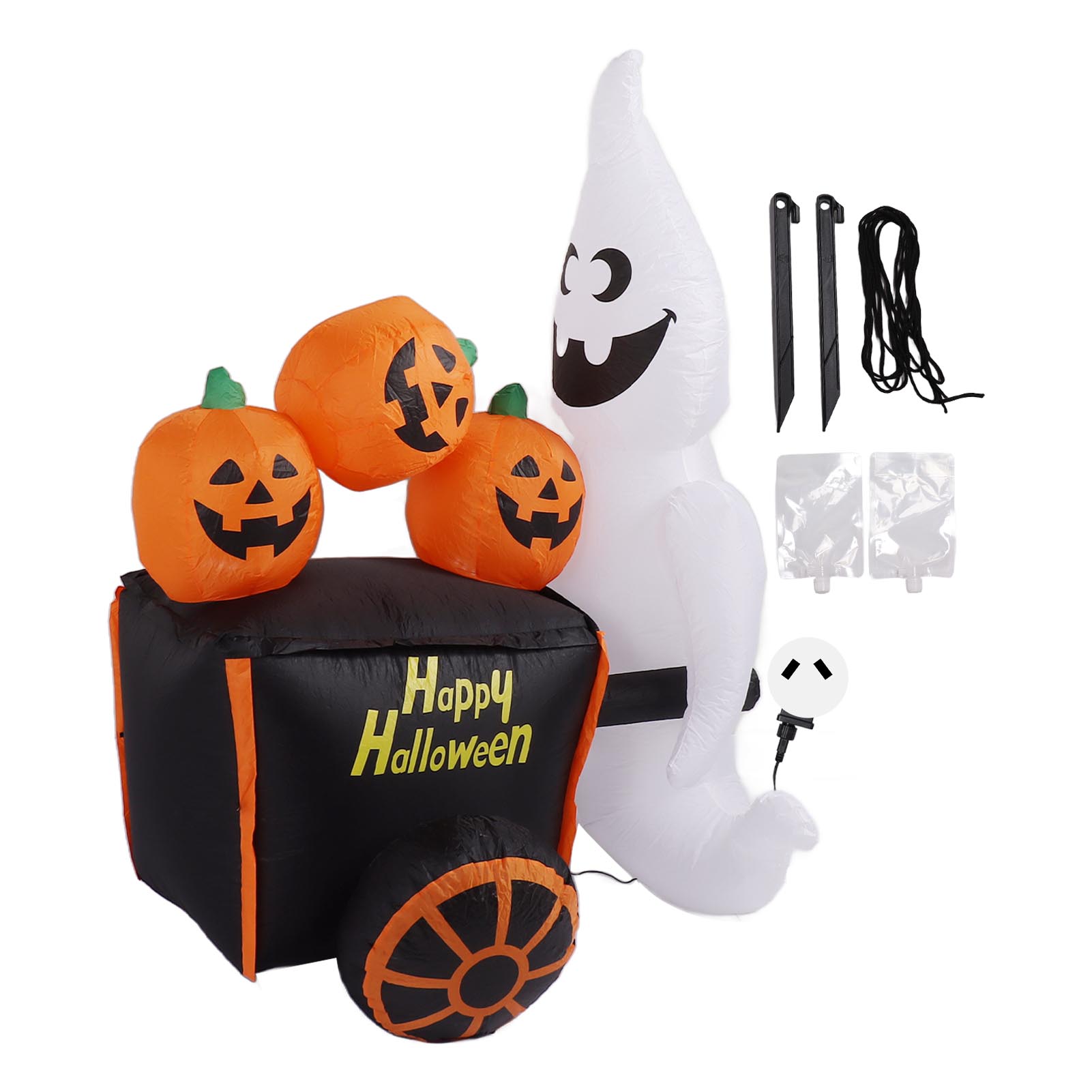 Aufblasbarer Halloween-geist (1,8 M) Mit Kürbiswagen, Led-beleuchtung Und Gebläse, Schutzart Ip44 (außenbereich), 100–240 V (australischer Stecker)