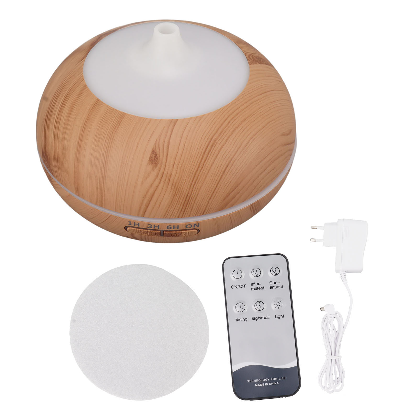 550-ml-ultraschall-diffusor Für Ätherische Öle Mit Fernbedienung, Luftbefeuchter, Hellem Holzmaserungsdesign, Eu-stecker, 110–240 V