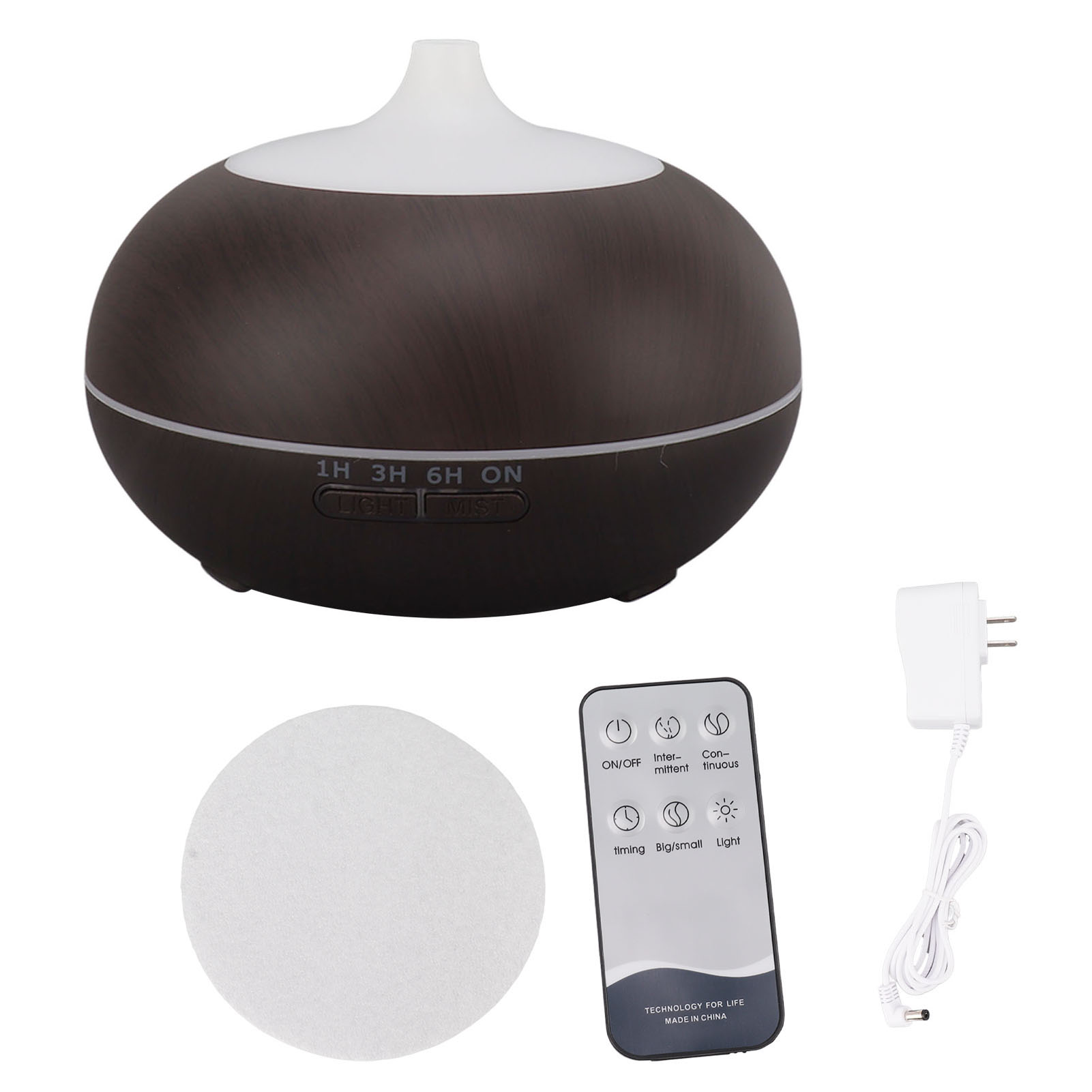 Ätherisches Öl-diffusor 550 Ml, Ultraschall-luftbefeuchter Mit Fernbedienung, 110-240 V, Us-stecker, Dunkles Holzdesign.