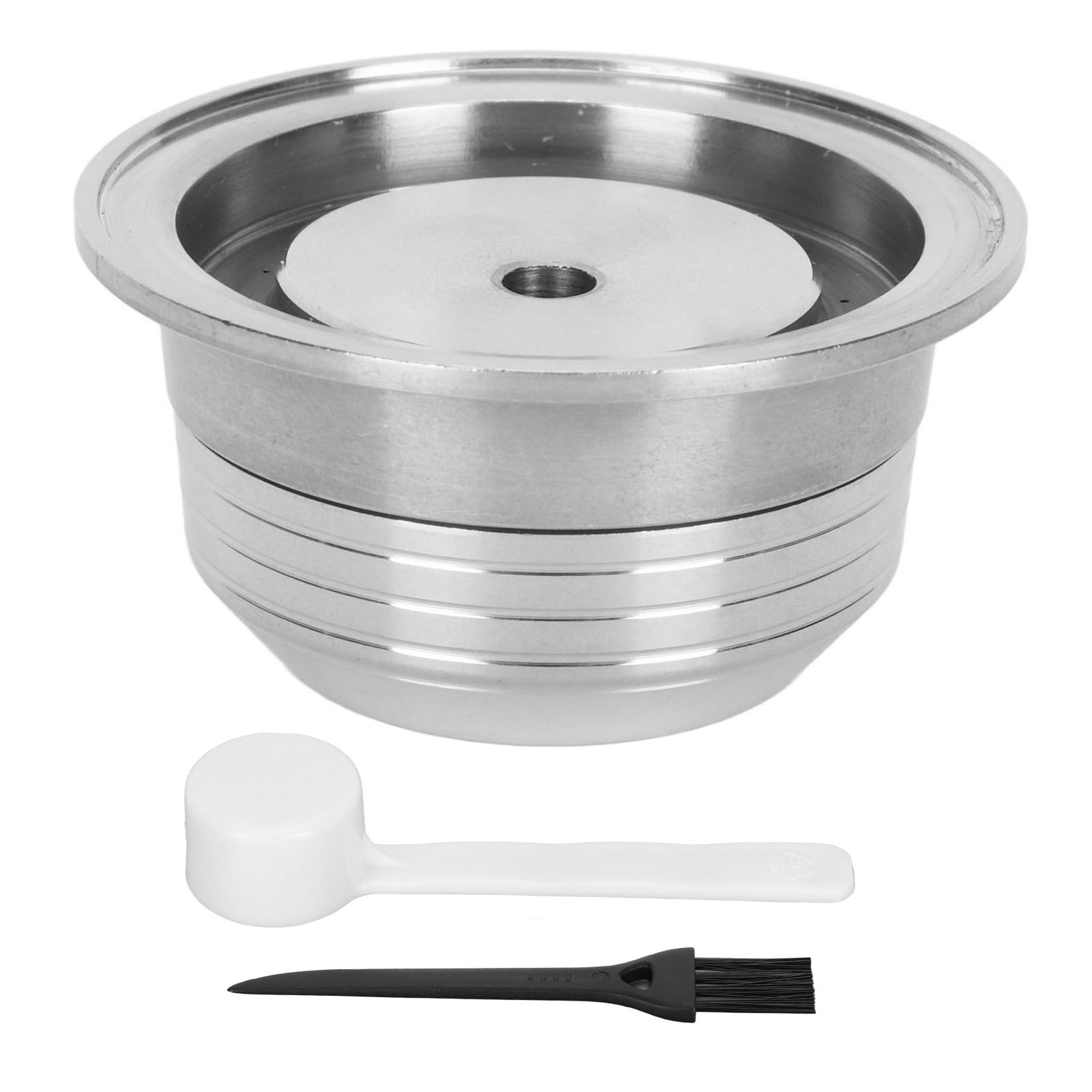 Wiederverwendbare Kaffeekapsel Aus Edelstahl Und Kunststoff, Mit Deckel, Bürste Und Glatter Oberfläche, Für Kaffeemaschinen