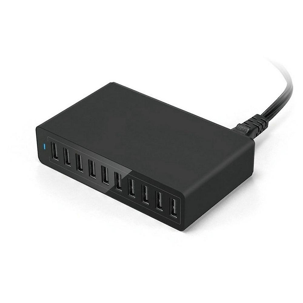 Desktop-usb-ladestation 60 W, 1 Stück, Schwarz, 10 Tragbare Ladestationen Für Reisen Und Zuhause Zum Laden Von Mobiltelefonen, Tablets Und Mit Mehreren Usb-anschlüssen