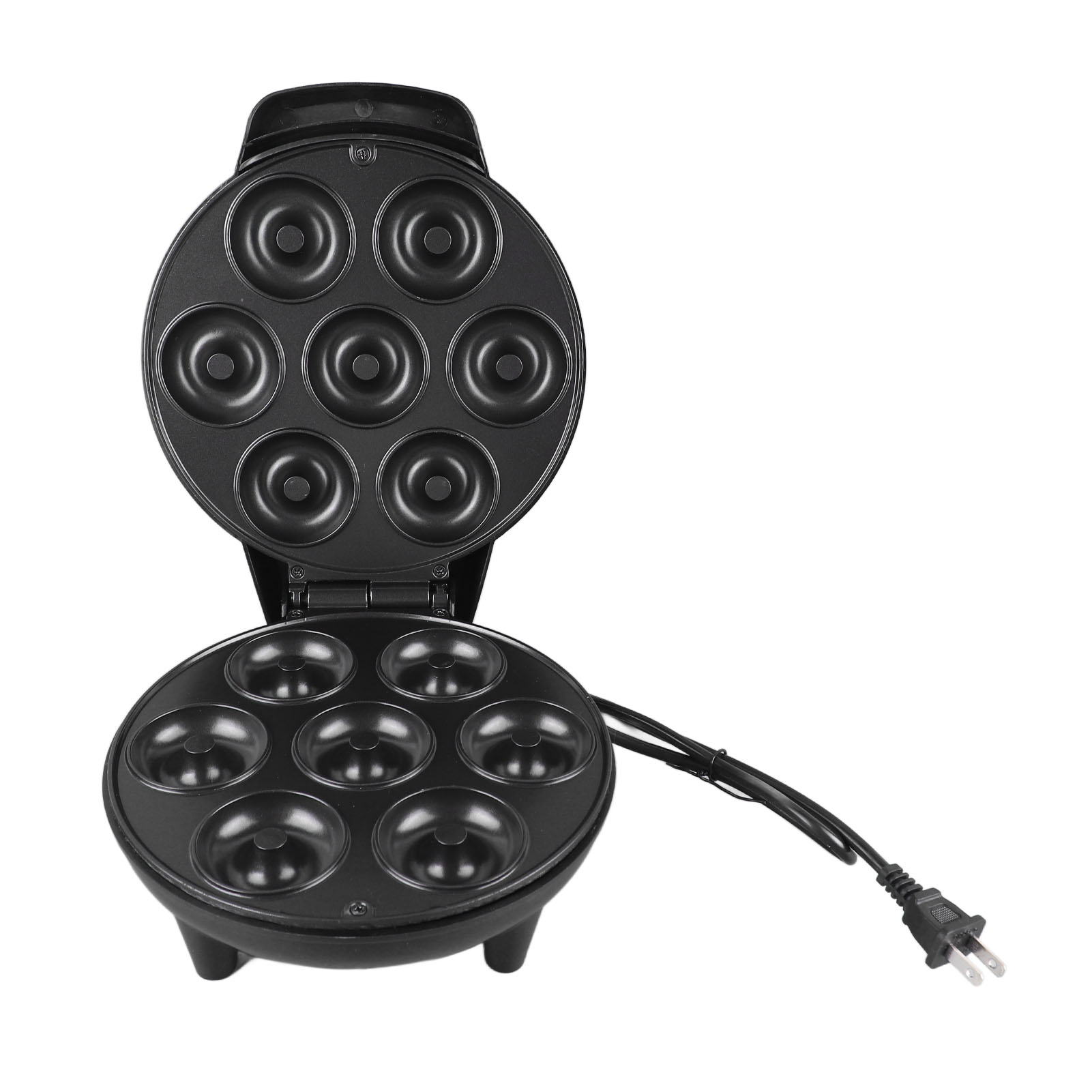 Elektrischer Donut-maker (1200 W), 7 Antihaftbeschichtete Förmchen Für Frühstück, Desserts Und Snacks, 110-v-us-stecker, Schwarz