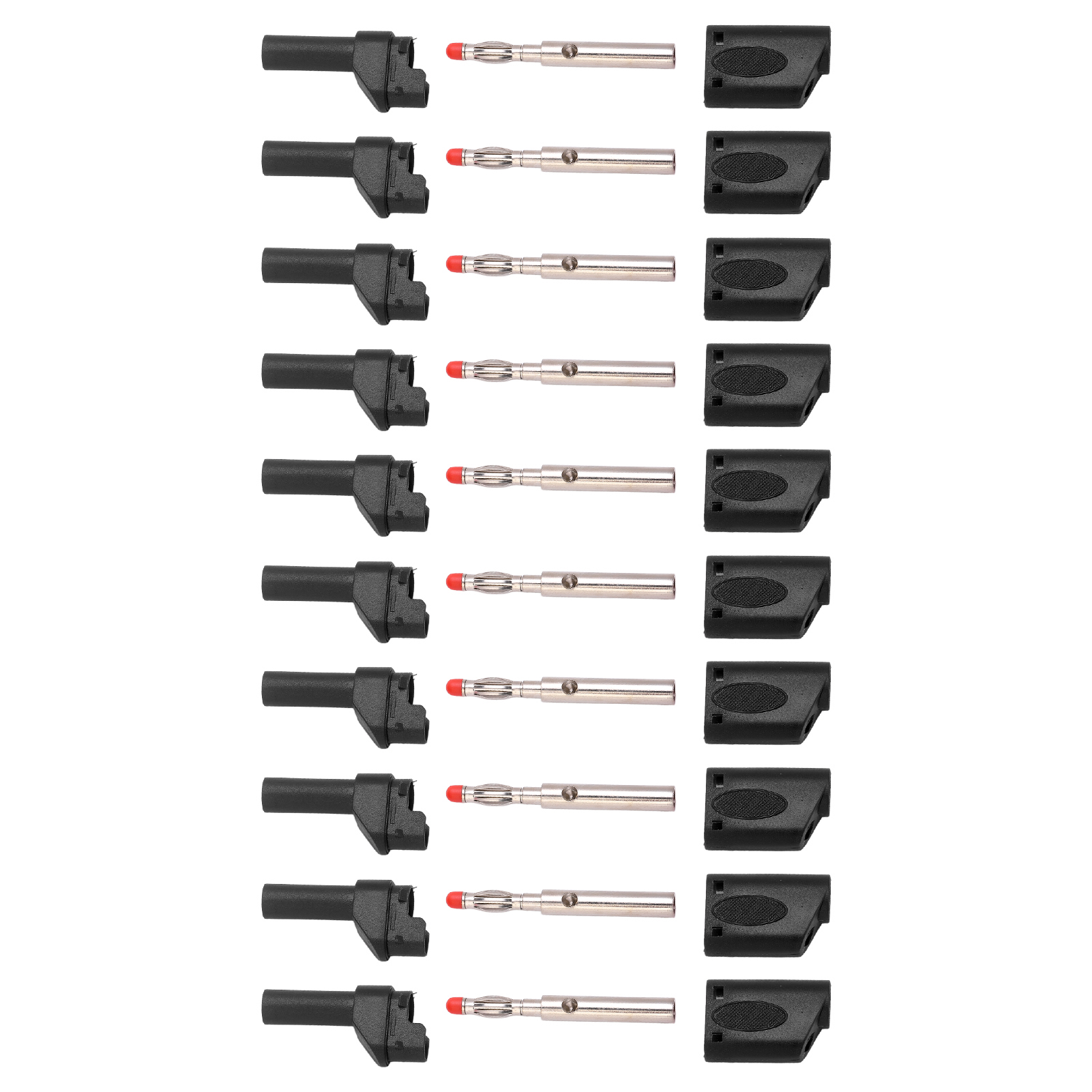 10 Stück 4 Mm Isolierte Sicherheitsbananenstecker Mit Schutzkappe Für Elektronische Prüfungen, Schwarz
