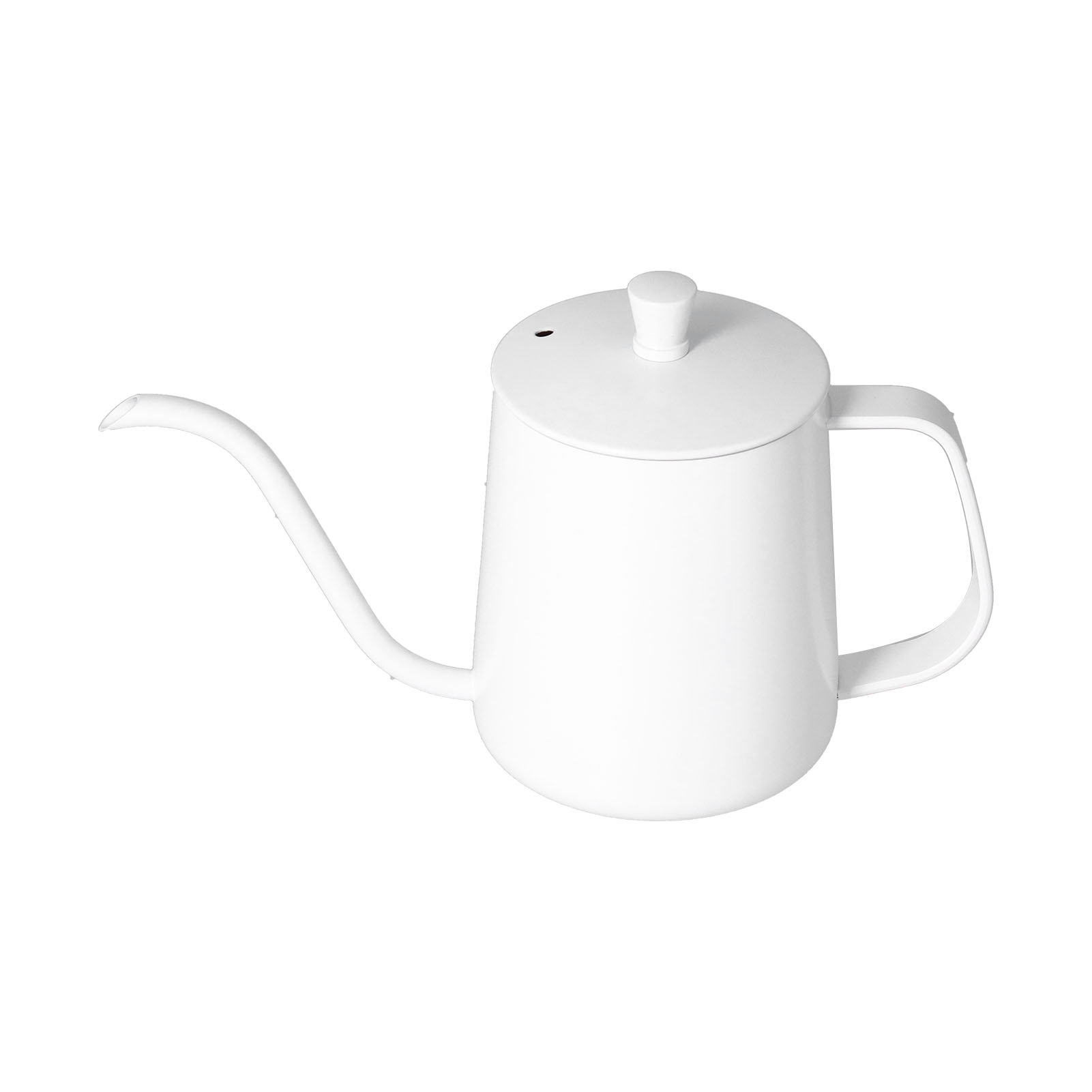 Kaffeekessel Aus Edelstahl Mit Filter, Schwanenhalsausguss, 600 Ml, Weiß, Mit Deckel