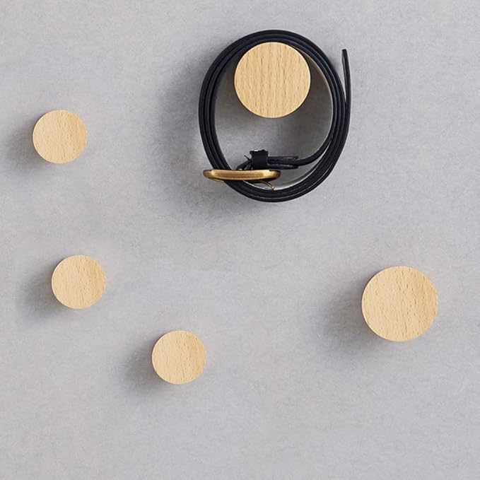 Set Mit 5 Runden Haken Aus Naturholz Für Kleidung, Schals, Hüte Und Taschen, Handtücher, Schlafzimmerdekoration (set Mit 2 Großen Größen, 3 Kleinen Packungen)