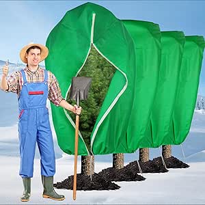 4-teiliges Winter-pflanzenschutzset, 80 X 120 Cm, Vlies-schutzplane, 80 G/m², Mit Kordelzug Und Reißverschluss Für Gartenpflanzen, Sträucher, Bäume Und Vegetation Im Freien