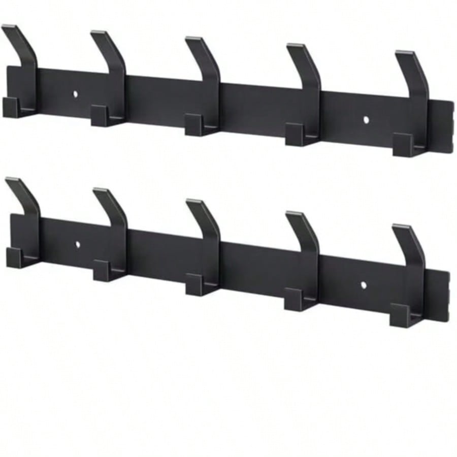 Set Mit 2 Wandhaken Mit Je 5 Haken – Metall – Schlafzimmer, Badezimmer, Küche, Ankleidezimmer – Schwarz