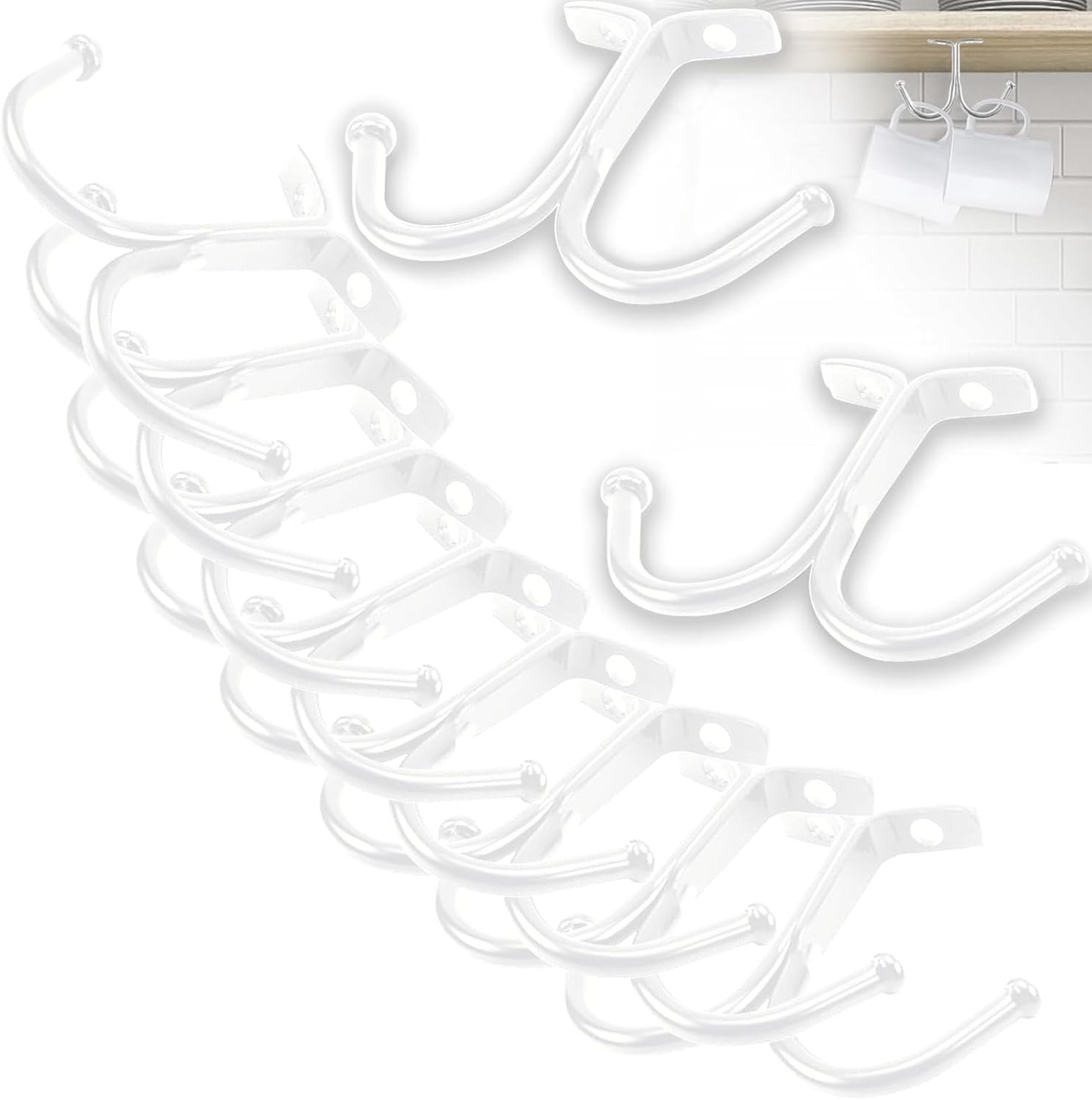 Hängender Becherhalter, 10er-set, Becherregal, Tassenhalter, Aufbewahrungsbecherhalter, Kaffeebecherhalter, Schwarzer Kaffeebecherhalter, Weingläser, Aufbewahrungshaken, Becher